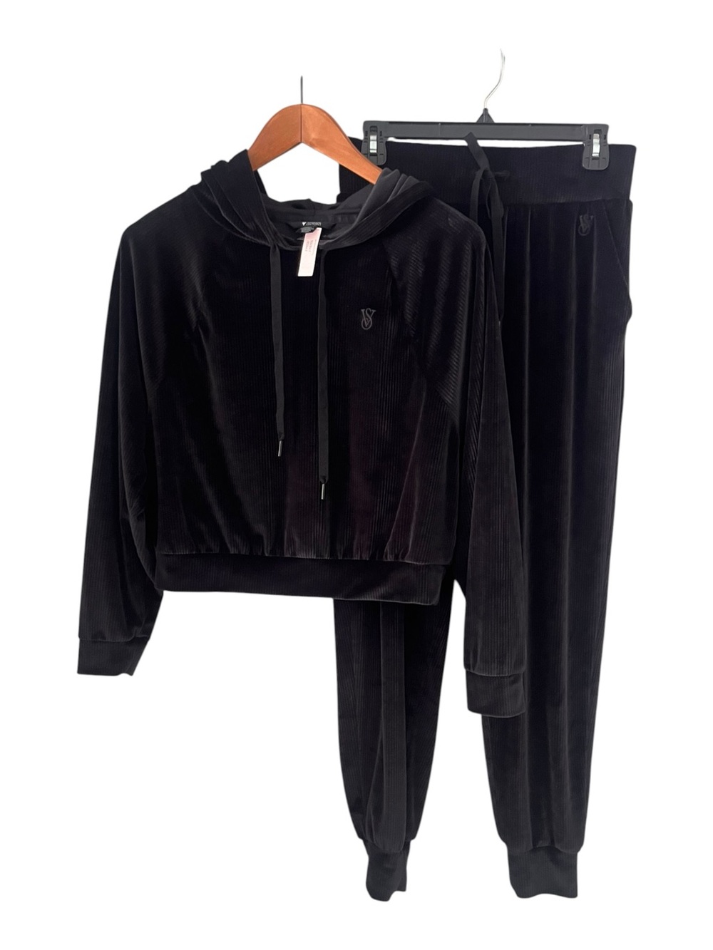 Victoria's Secret Black Velour Hoodie Set